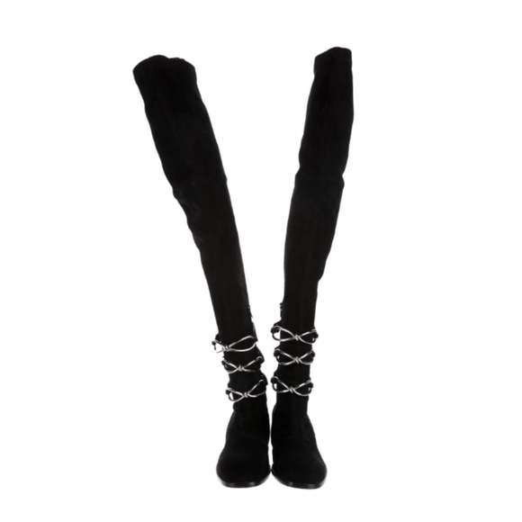 BALENCIAGA Suede Round-Toe Thigh-High Boot tieland - Picture 4 of 8